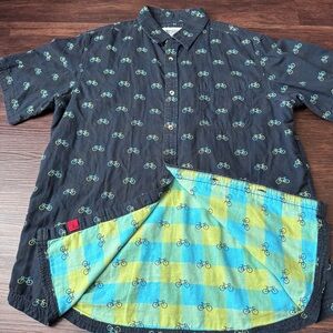 Mountain Khakis Men’s Shirt Large AOP Bicycle Print Button Up Short Sleeve Fun